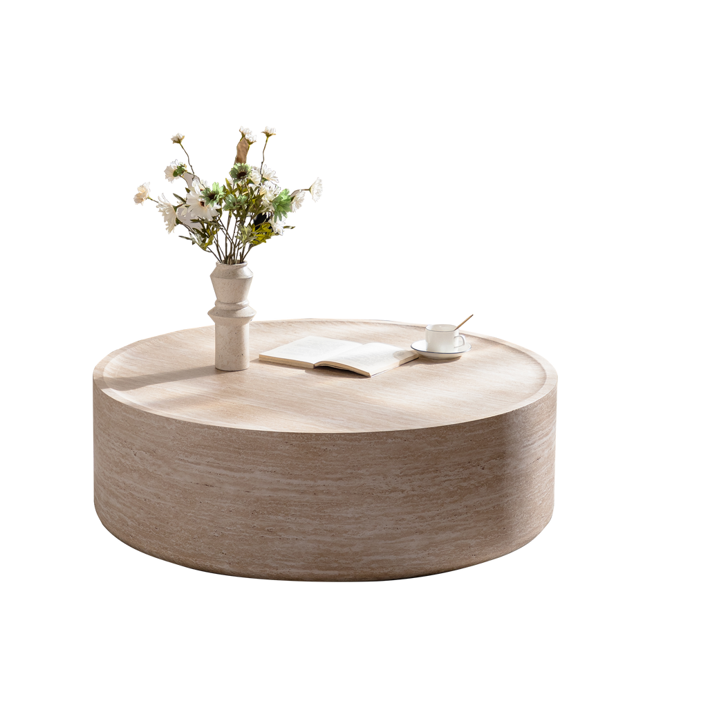 Anthony & Home Mars Pattern Drum Coffee Table from the Atelier Collection, featuring a stylish round drum design with a Mars-inspired pattern.