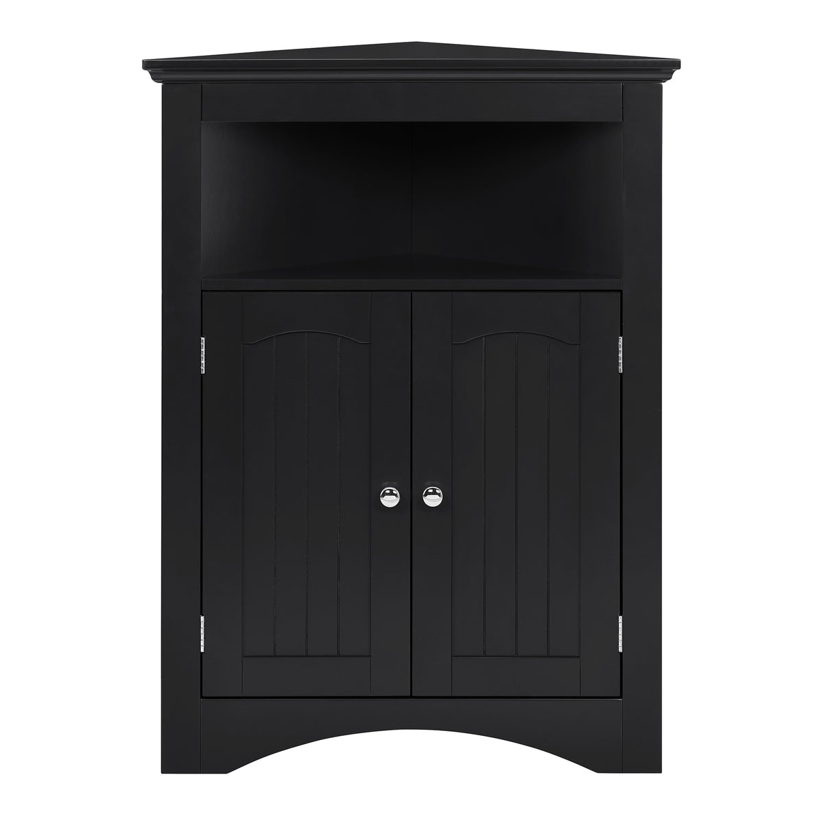 Matte black finish corner sideboard by Anthony & Home, featuring sleek design and storage space in a modern furniture piece.