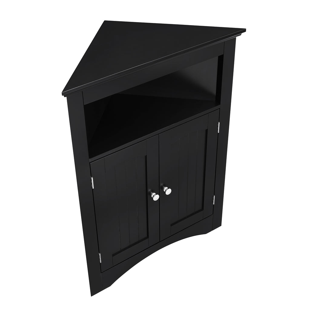 Matte black finish corner sideboard by Anthony & Home with sleek modern design and ample storage space.