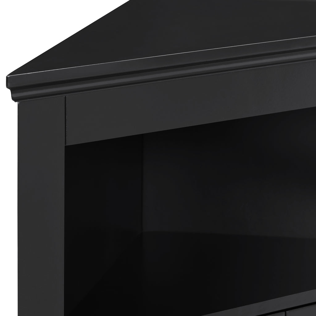 Matte black finish corner sideboard by Anthony & Home, featuring sleek design and spacious storage in a modern style.