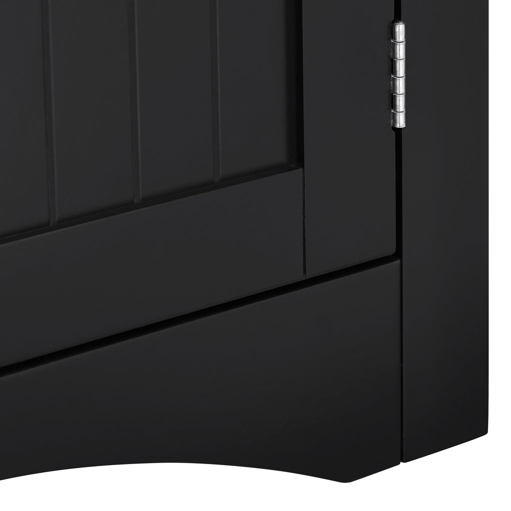 Matte black finish corner sideboard by Anthony & Home, featuring sleek modern design with multiple storage compartments.