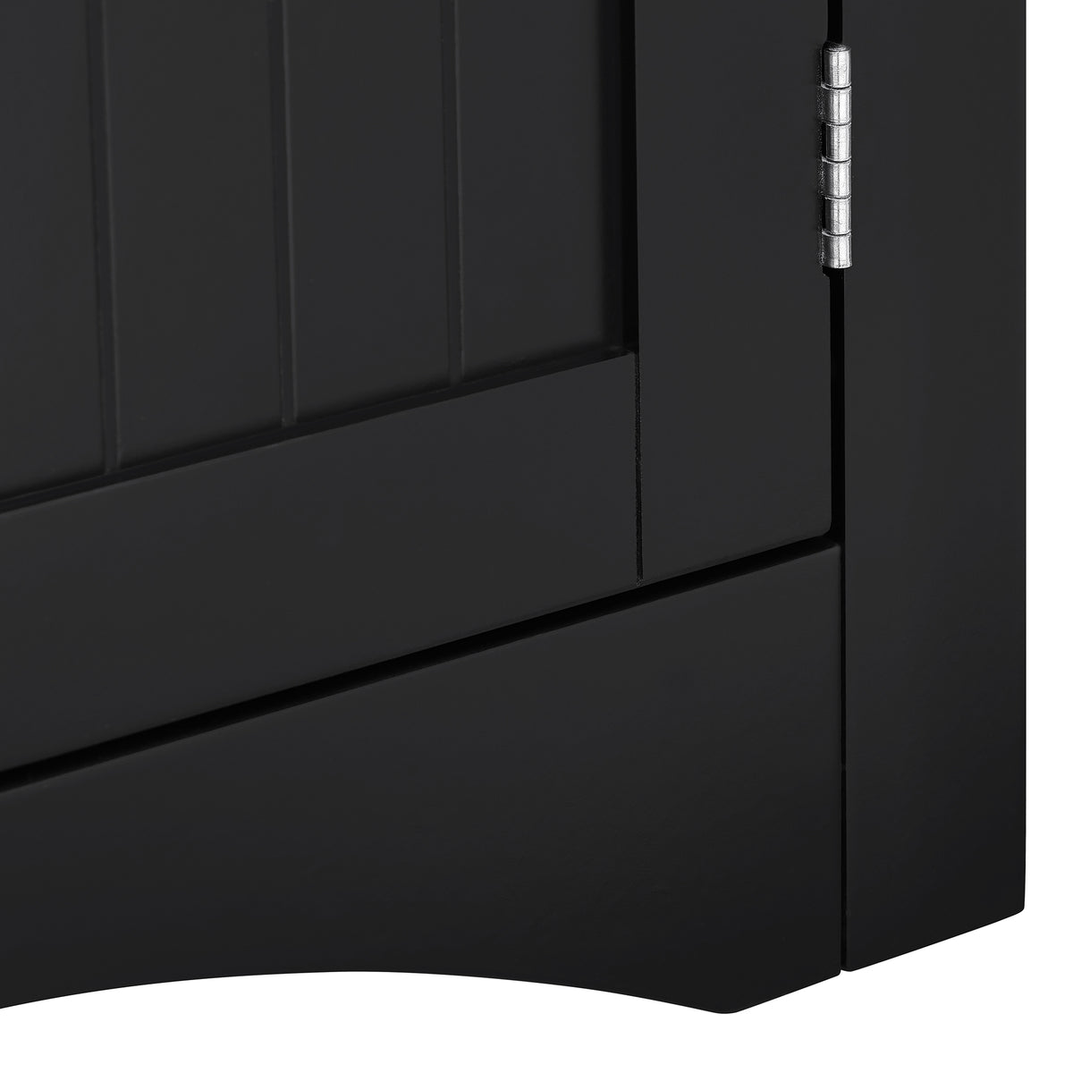 Matte black finish corner sideboard by Anthony & Home, featuring sleek modern design with multiple storage compartments.