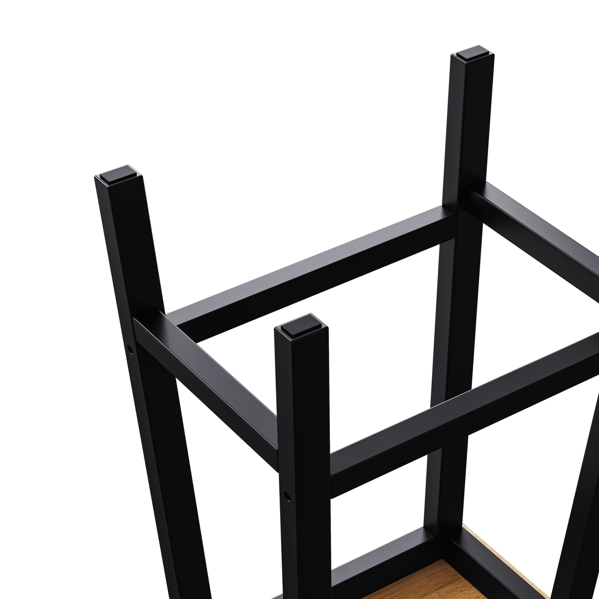 Matte black MDF kitchen island with drop-leaf, power outlet, 53-inch size, from Anthony & Home Studio Collection.