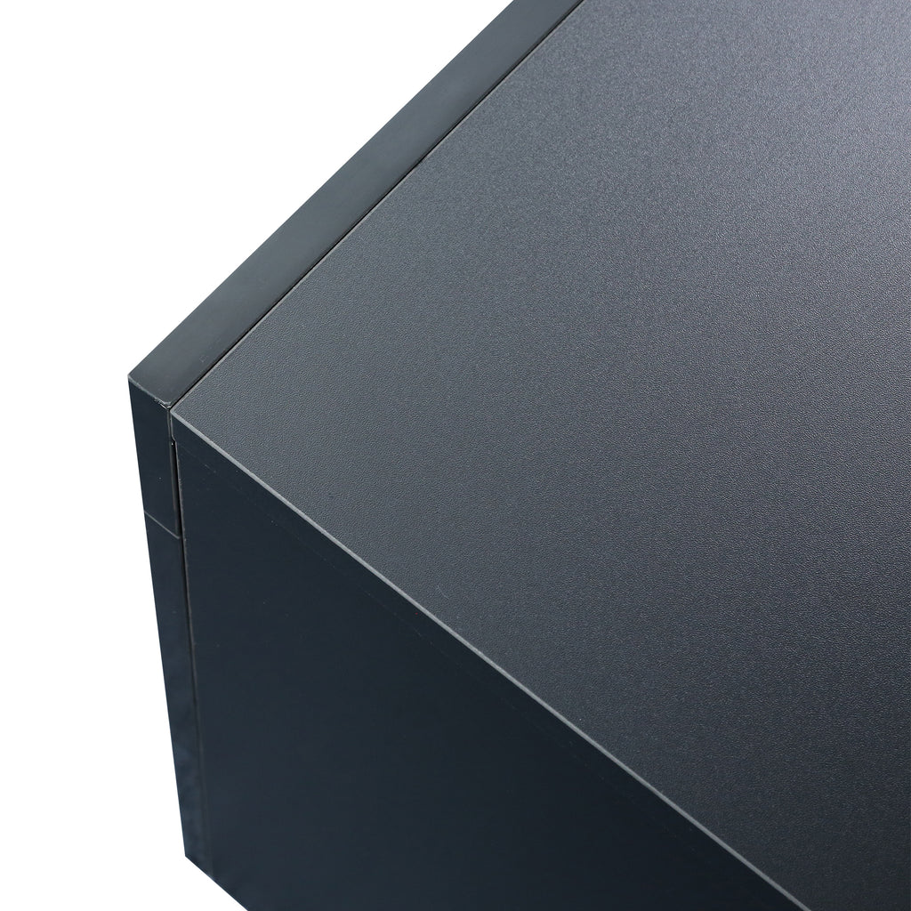 Matte black MDF TV console by Anthony & Home with sleek modern design and spacious storage compartments.