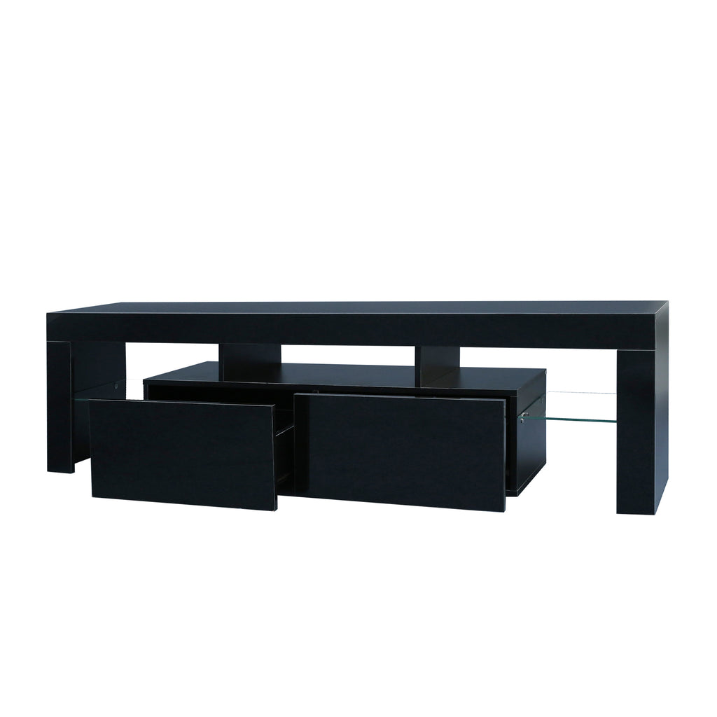 Matte black MDF TV console from Anthony & Home with sleek modern design and clean lines.