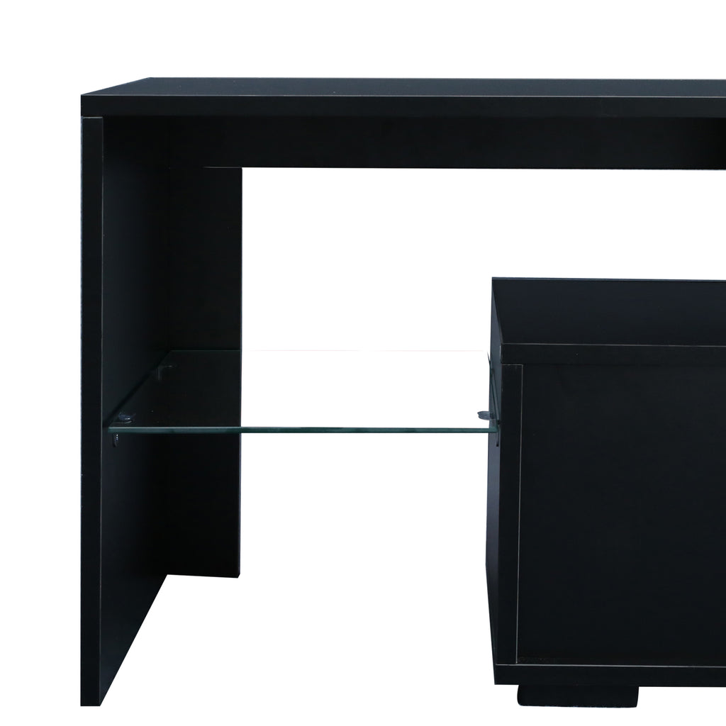 Matte black MDF TV console by Anthony & Home featuring sleek, modern design with open shelving and minimalist style.