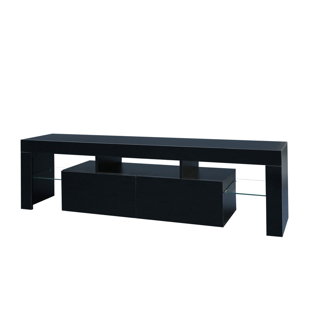 Matte black MDF TV console by Anthony & Home featuring sleek modern design and spacious storage compartments.
