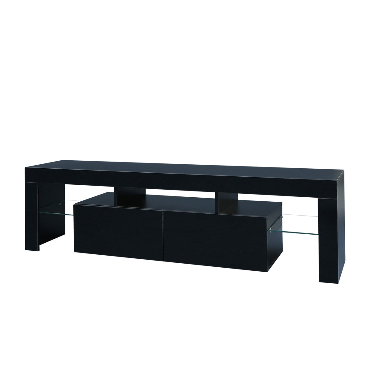 Matte black MDF TV console by Anthony & Home featuring sleek modern design and spacious storage compartments.