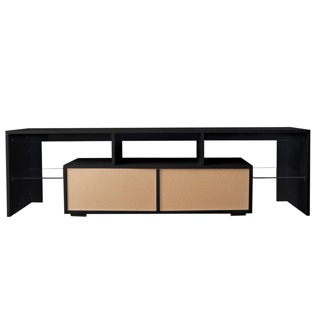 Matte black MDF TV console by Anthony & Home featuring sleek modern design and spacious storage compartments.