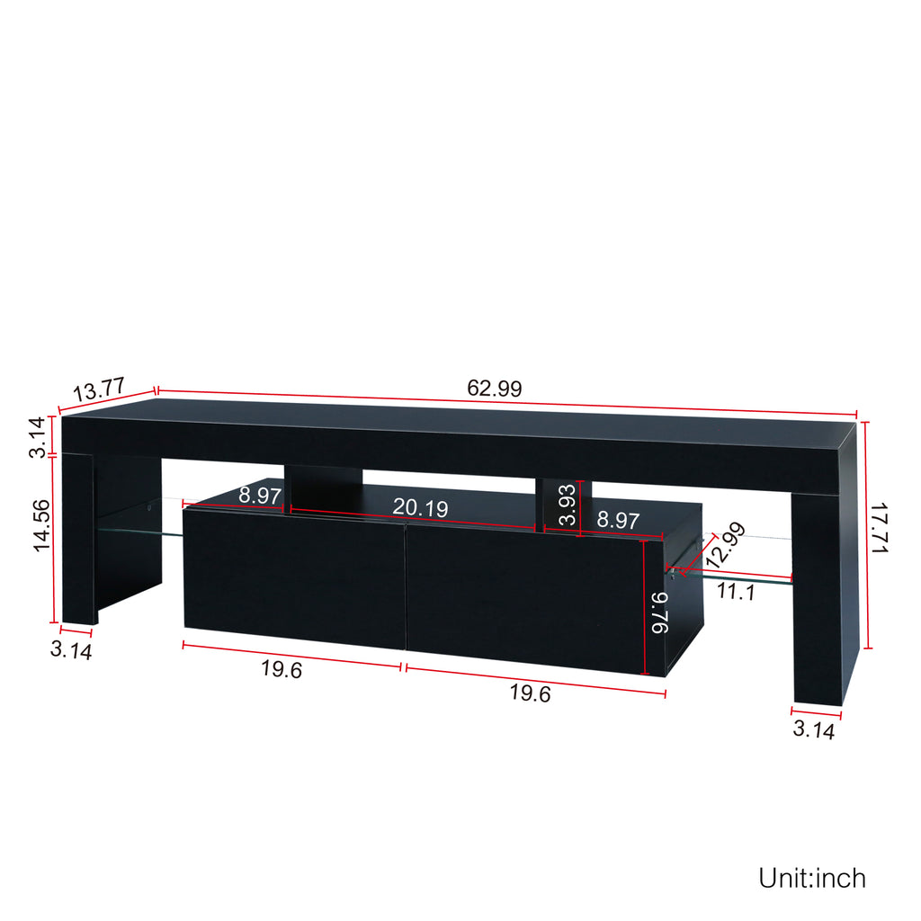 Matte black MDF TV console by Anthony & Home with sleek design and storage compartments, ideal for modern living rooms.
