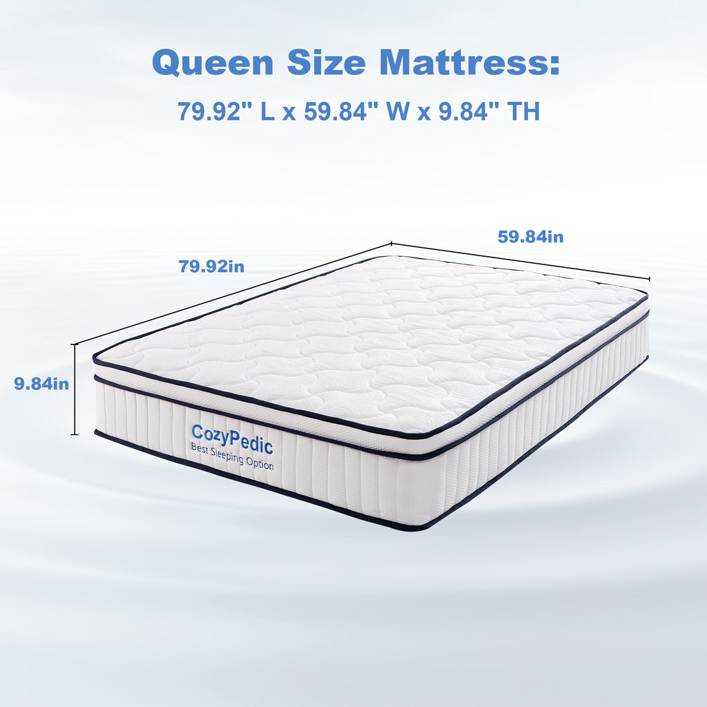 Anthony & Home memory foam queen mattress showing plush surface and supportive memory foam layers in a well-lit bedroom setting.