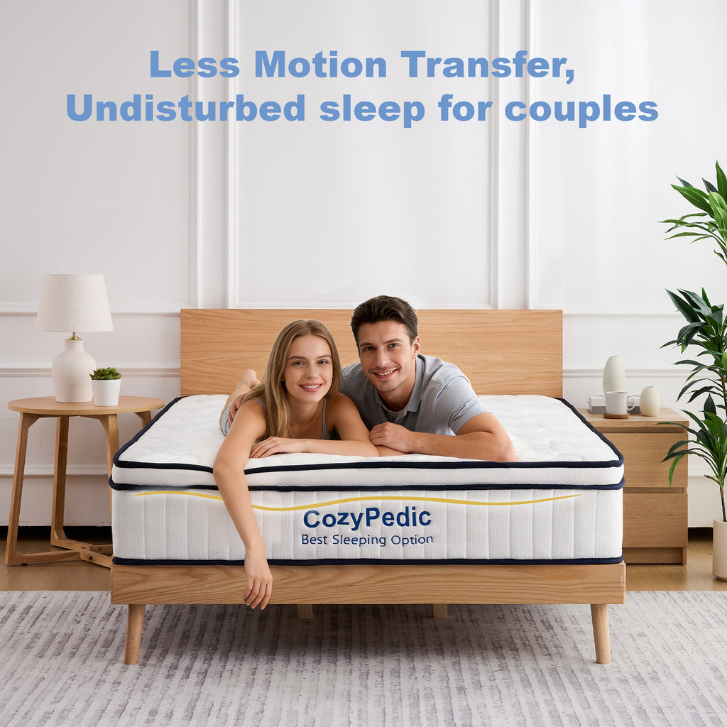 Anthony & Home memory foam queen mattress with plush surface and supportive design, shown with a cozy bedroom setup.