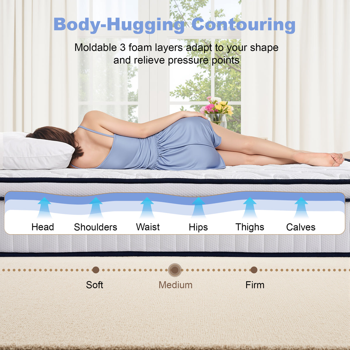 Anthony & Home Memory Foam Queen Mattress showing plush surface and supportive design for comfortable sleep.