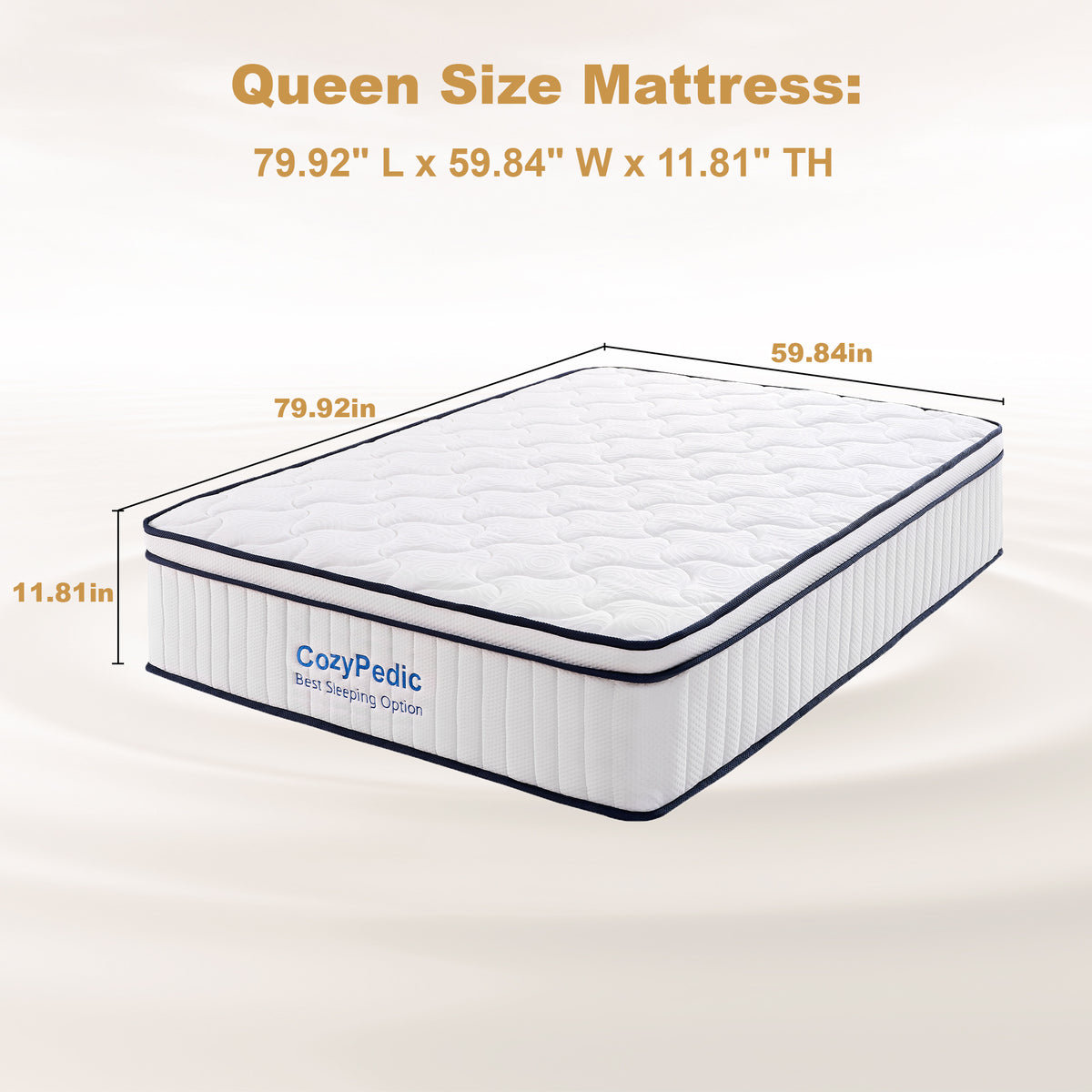 Anthony & Home memory foam queen mattress with pocket springs, showing plush surface and supportive structure.