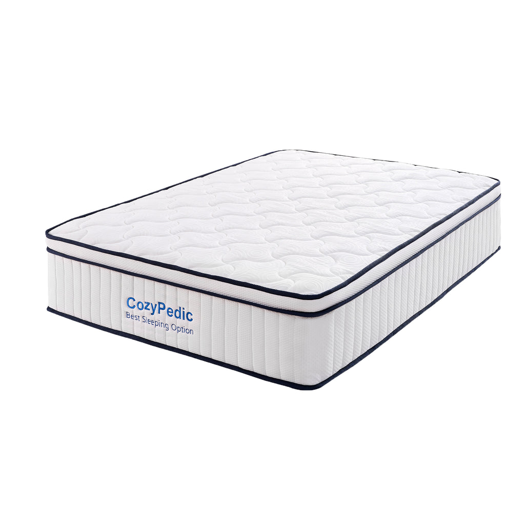 Memory foam queen mattress with pocket springs from Anthony & Home, showing a plush, supportive surface with layered foam and spring system.