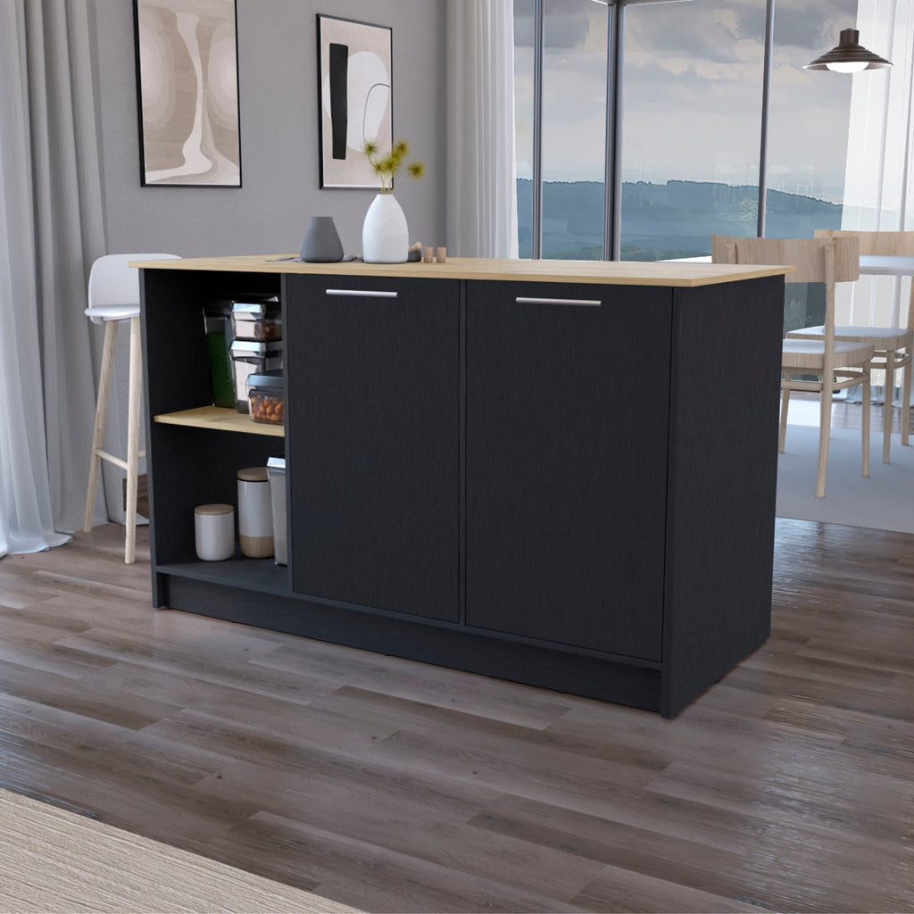Mercury Collection kitchen island by Anthony & Home featuring double door cabinets and a spacious work surface.