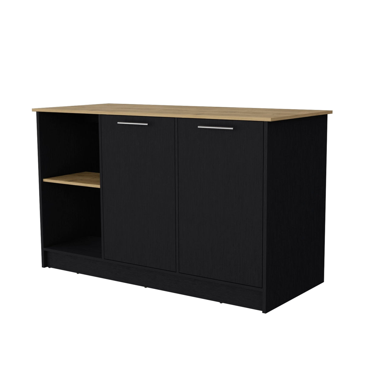 Anthony & Home Mercury Collection kitchen island with double door cabinets, featuring a spacious, modern design and wood finish.