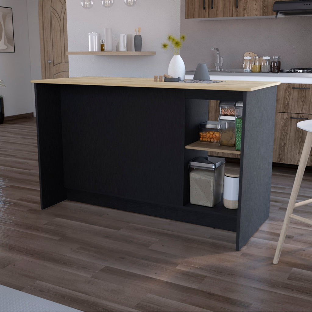Anthony & Home Mercury Collection kitchen island with double door cabinets, showcasing a sturdy wooden surface and storage space