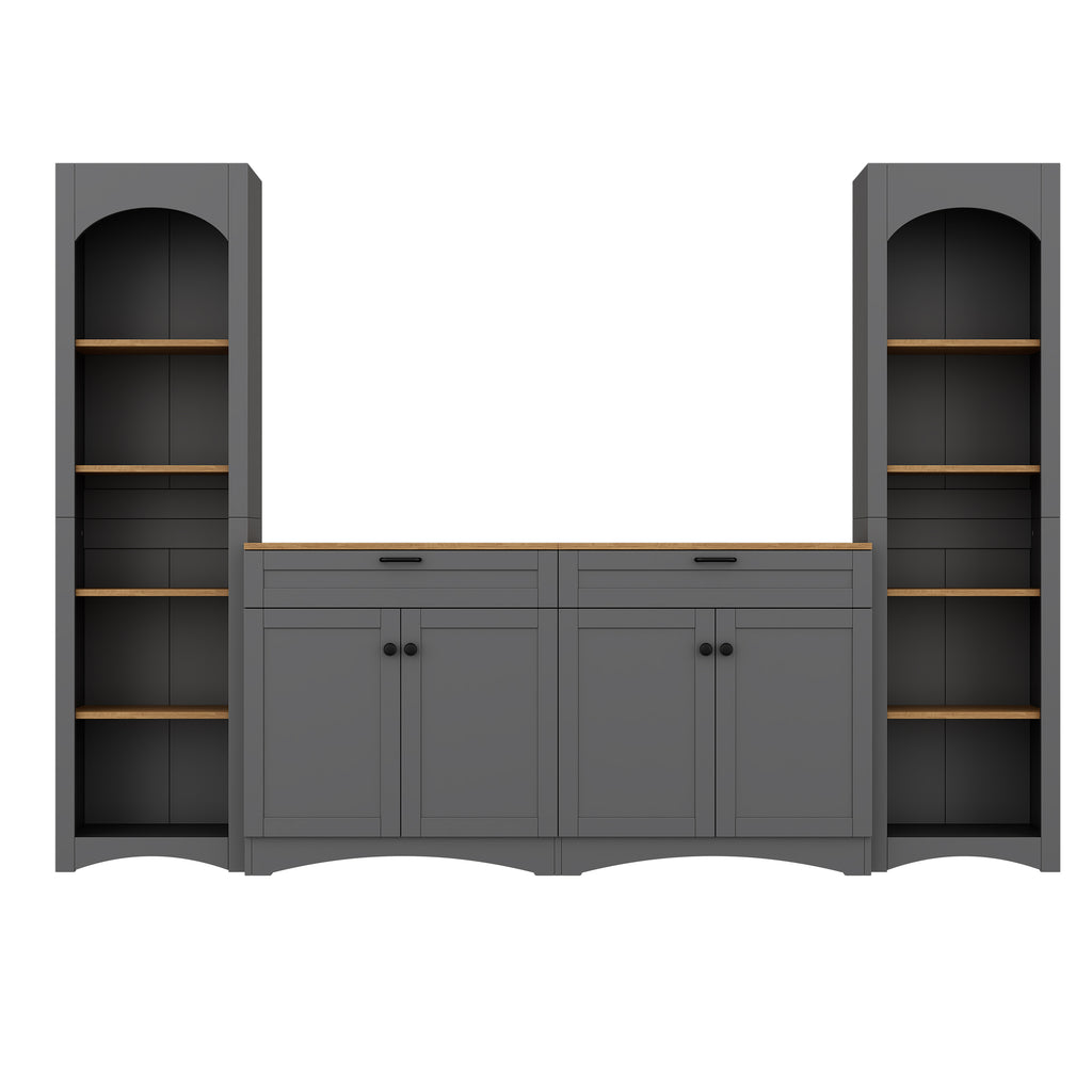 Anthony & Home Mid-Century Atelier TV console with bookshelf, 70-inch wooden TV stand and storage unit in modern design