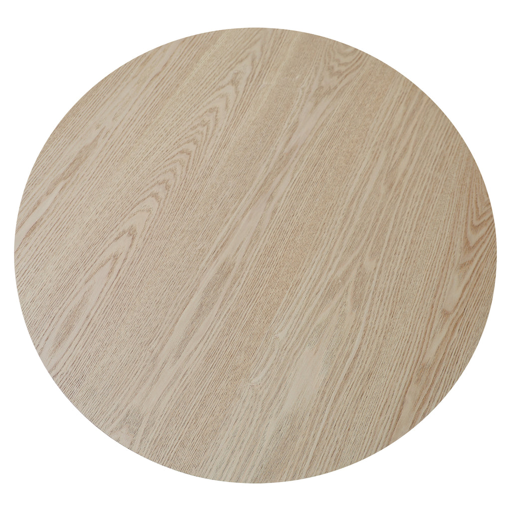 Mid-century fluted coffee table with storage in natural oak finish from Anthony & Home Atelier Collection, showcasing sleek design and storage space.