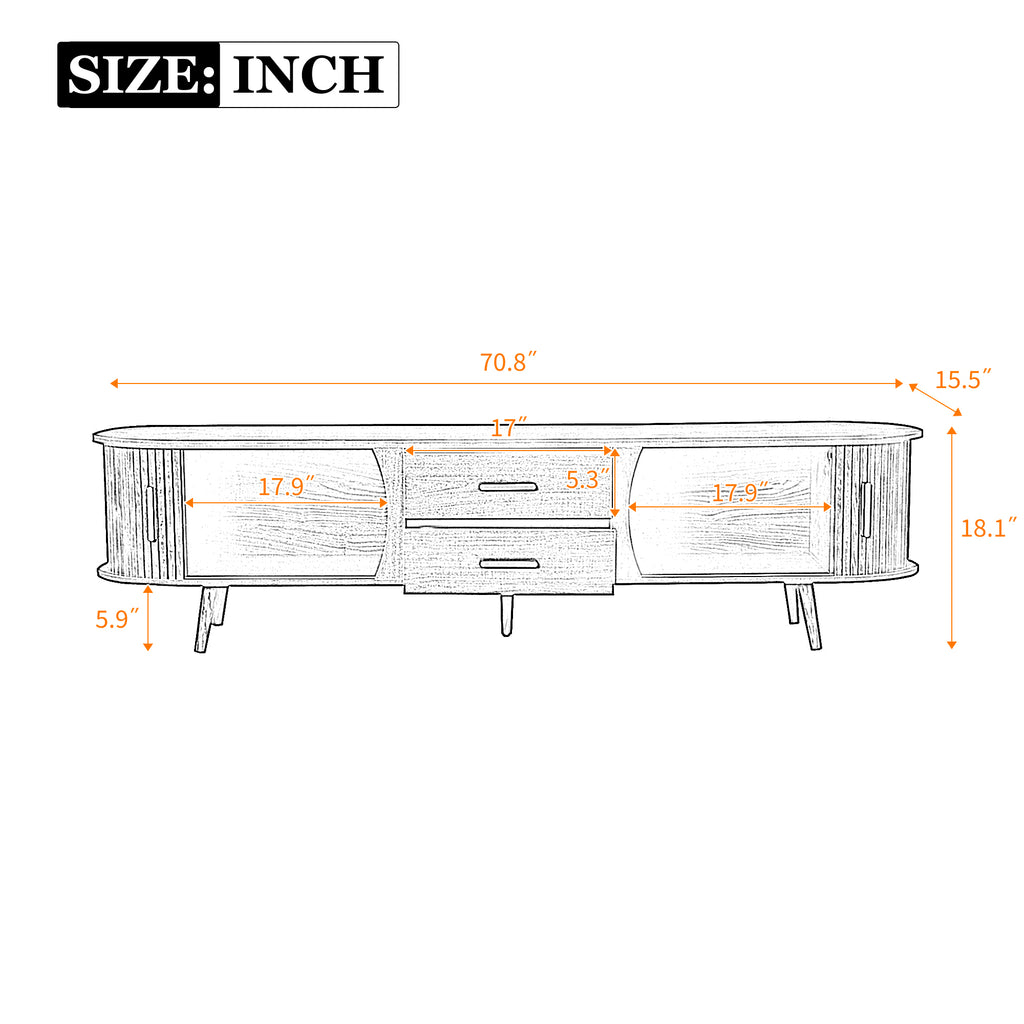 Dark walnut Mid-Century Studio Anthony & Home television stand with sleek wood finish and modern design.