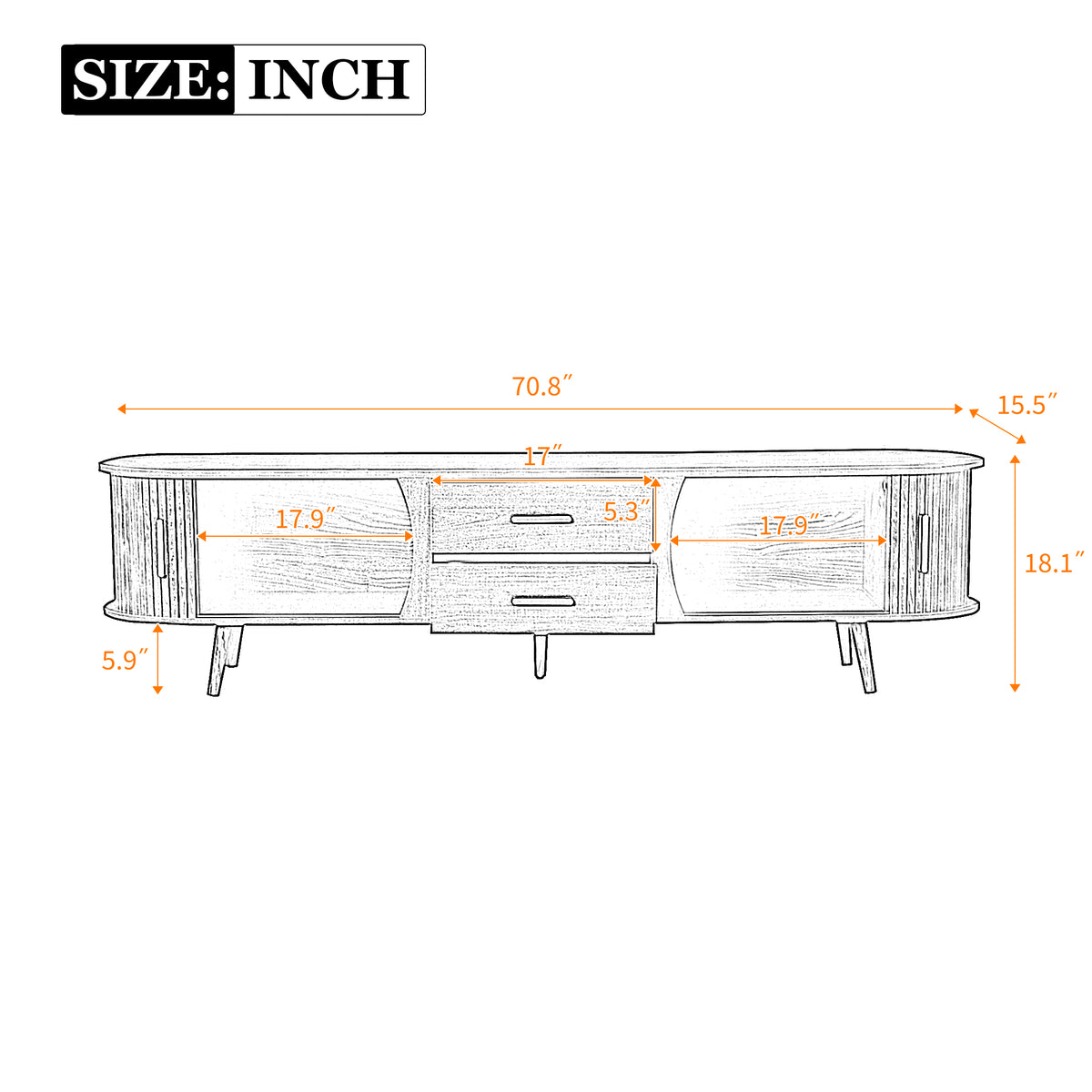 Dark walnut Mid-Century Studio Anthony & Home television stand with sleek wood finish and modern design.