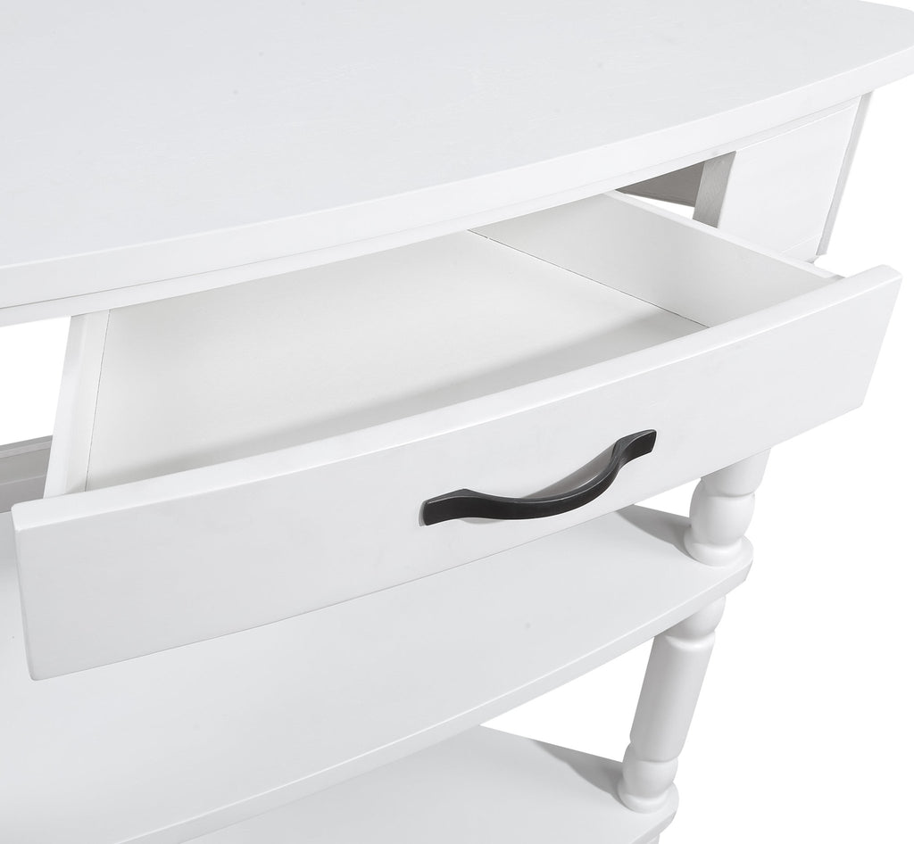 Milk white solid wood triangle corner table by Anthony & Home, showcasing a sleek modern design with smooth surfaces and sturdy construction.