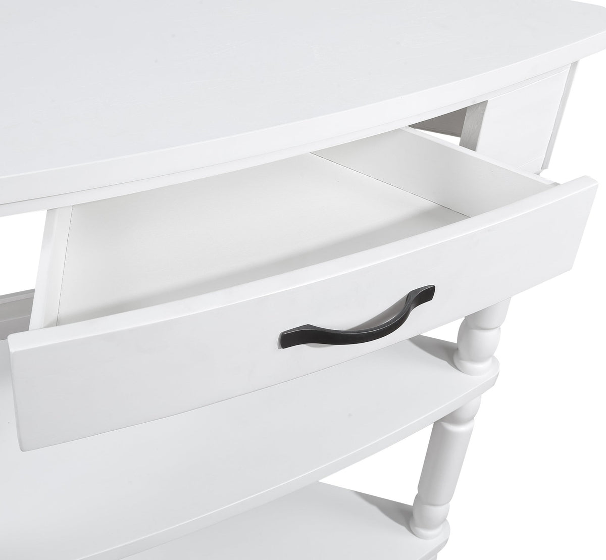 Milk white solid wood triangle corner table by Anthony & Home, showcasing a sleek modern design with smooth surfaces and sturdy construction.