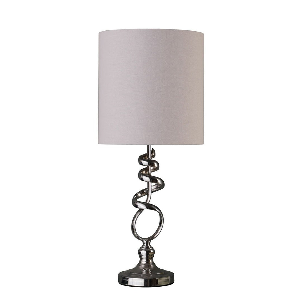 Anthony & Home Milo abstract brushed silver table lamp with modern design and textured finish.