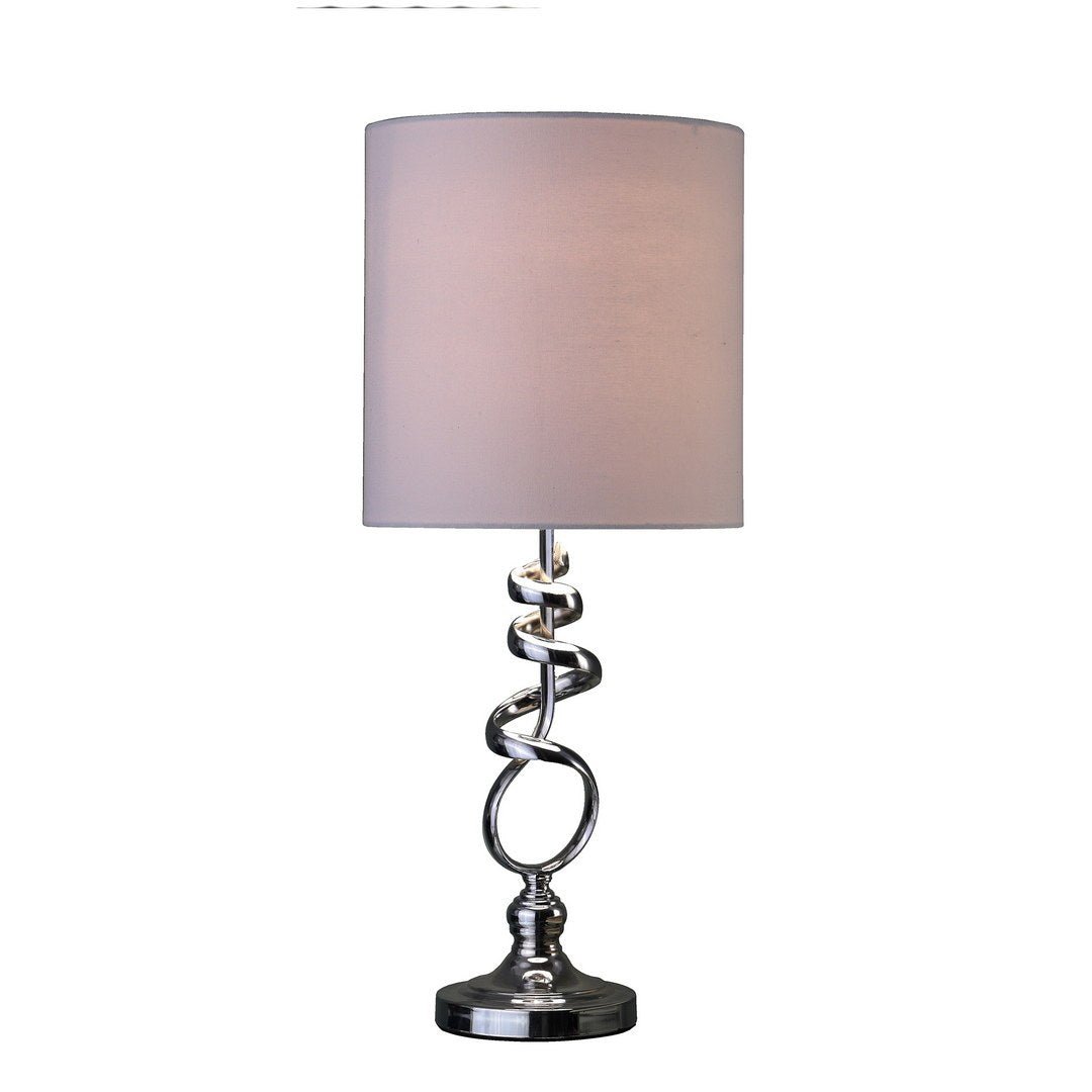 Anthony & Home Milo abstract brushed silver table lamp with modern design and textured finish.