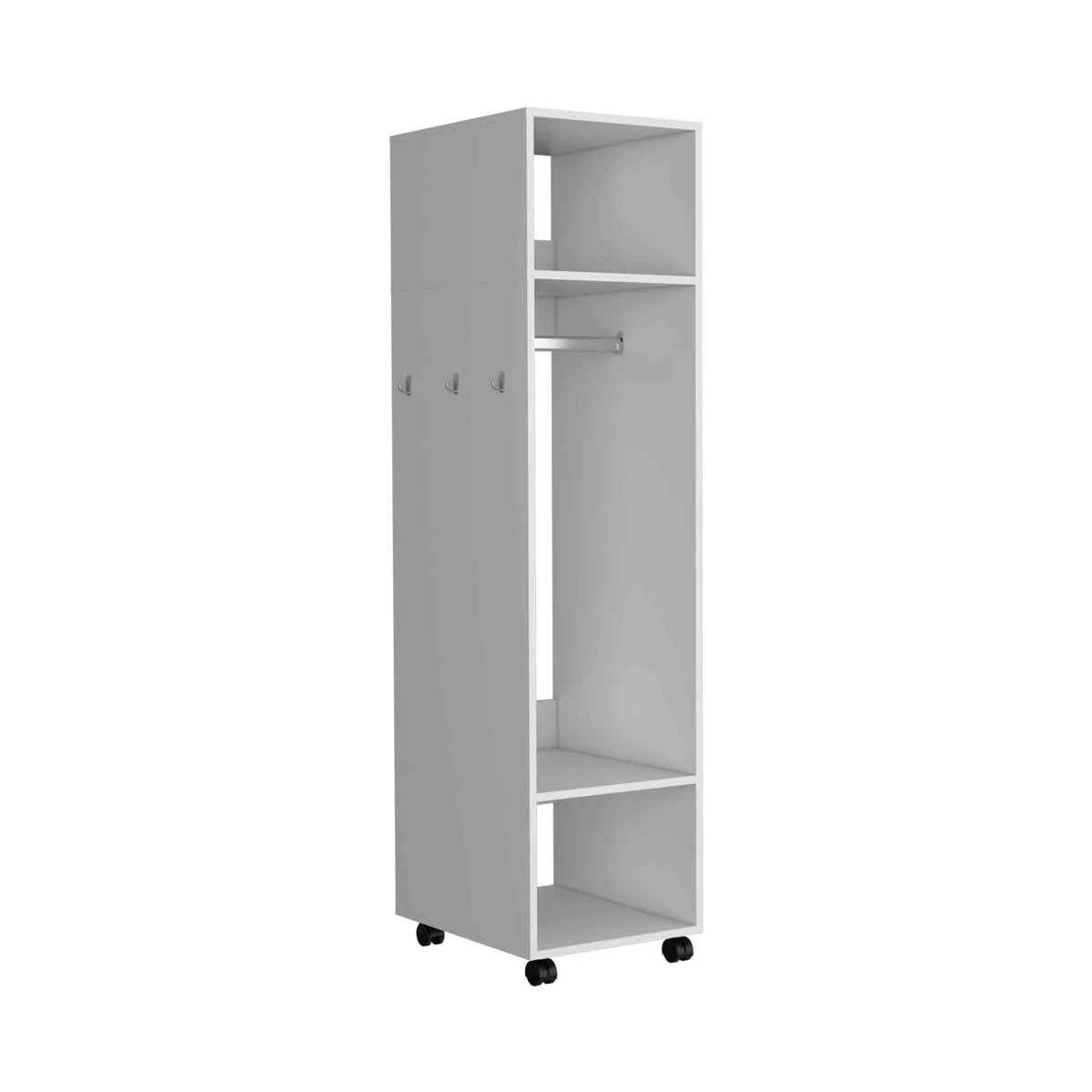 White veneer mirrored wardrobe armoire from Anthony & Home, modern 63-inch tall storage cabinet with sleek reflective doors.