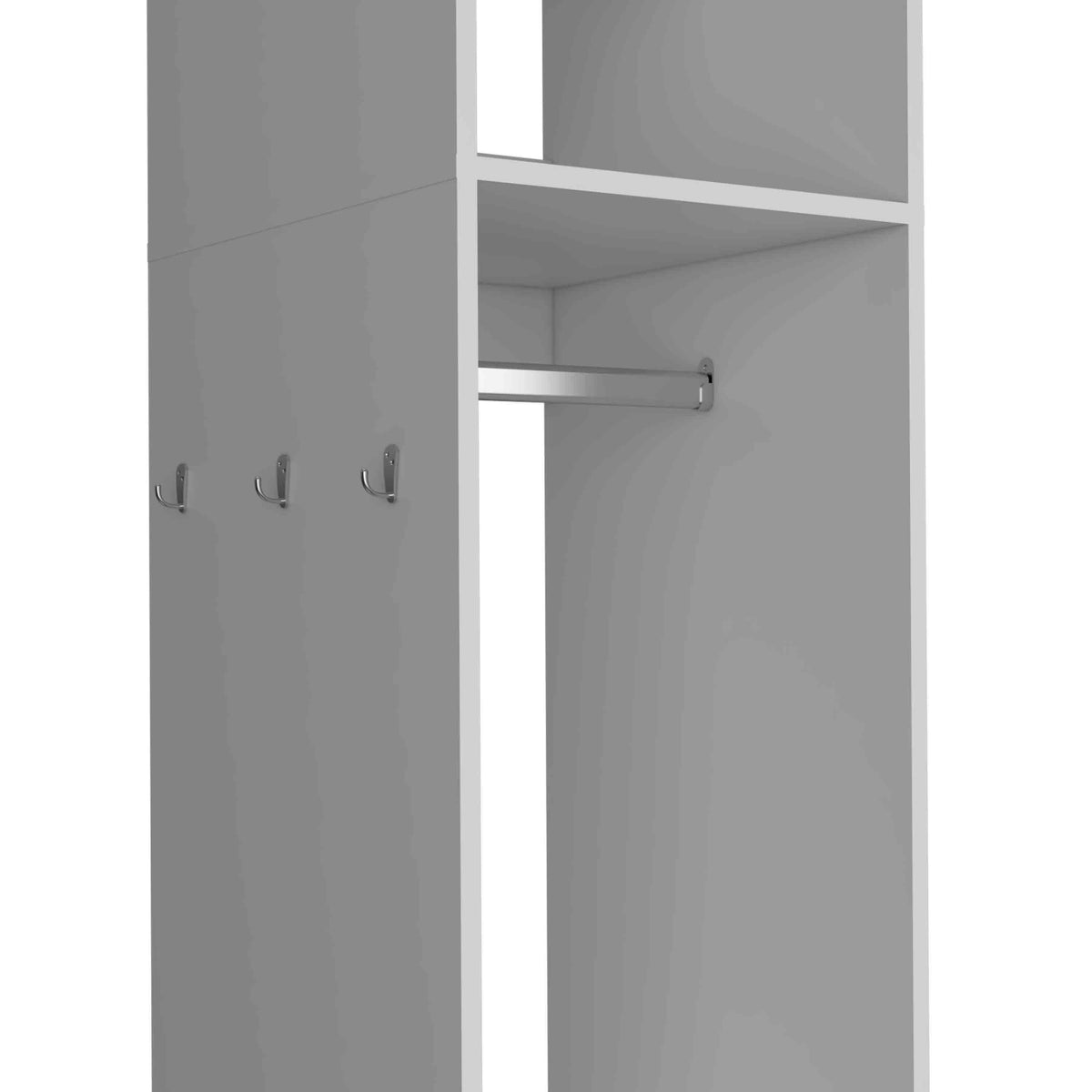 White veneer mirrored wardrobe armoire from Anthony & Home, modern 63-inch tall bedroom storage with sleek design.