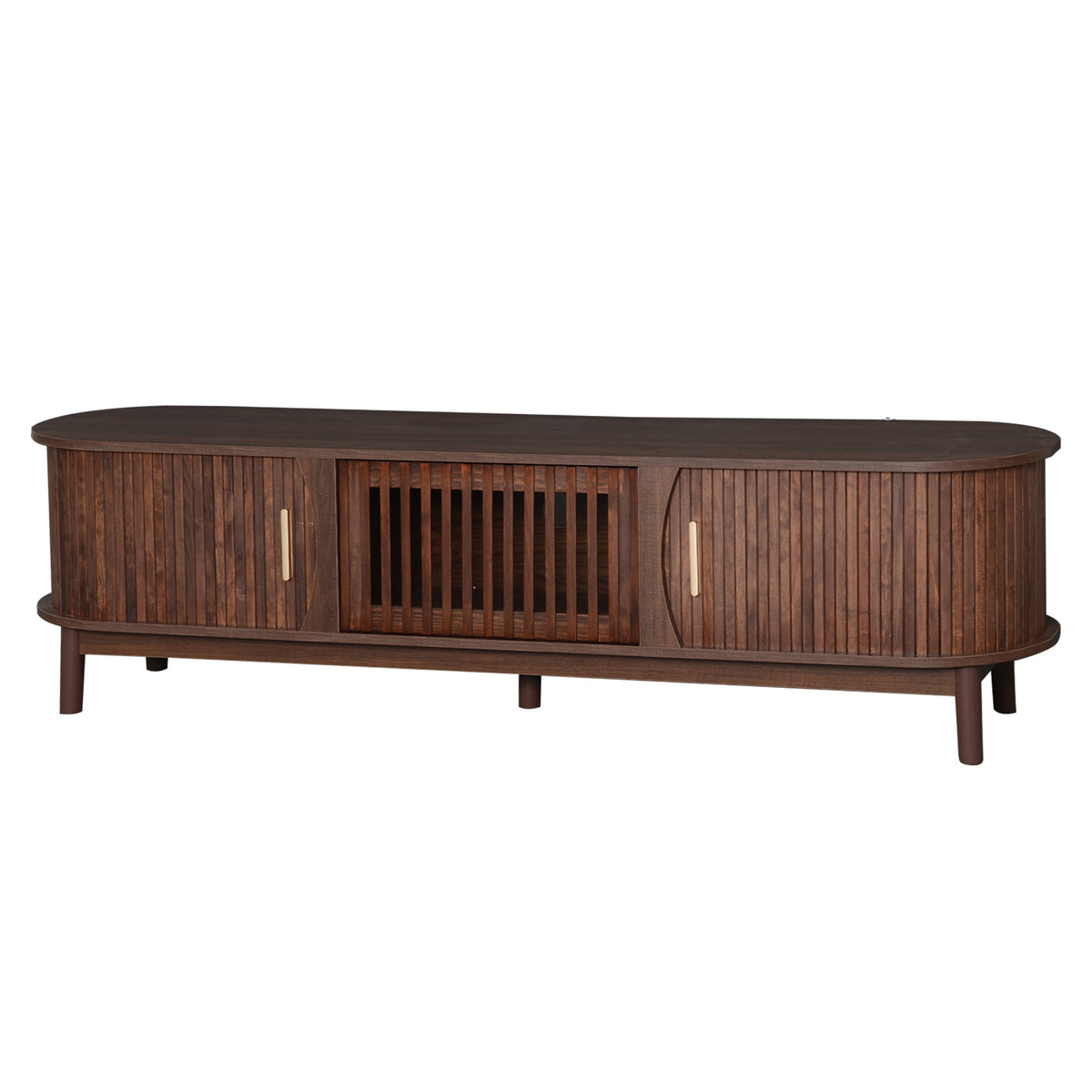 Modern farmhouse solid pine TV stand by Anthony & Home, featuring a sturdy design with open shelving and rustic finish.