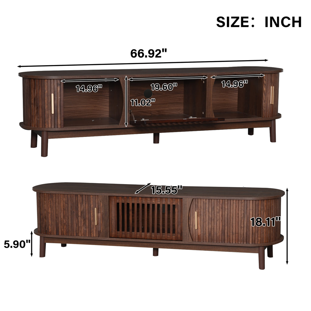 Modern farmhouse solid pine TV stand by Anthony & Home with a rustic design and ample storage space.