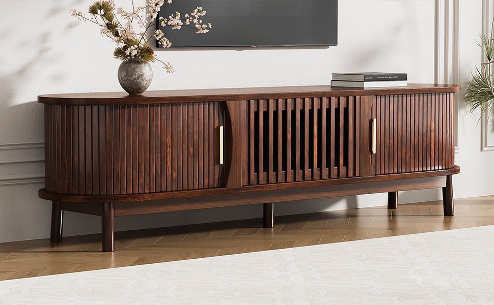 Modern farmhouse solid pine TV stand by Anthony & Home featuring a stylish limited edition design and ample storage space.