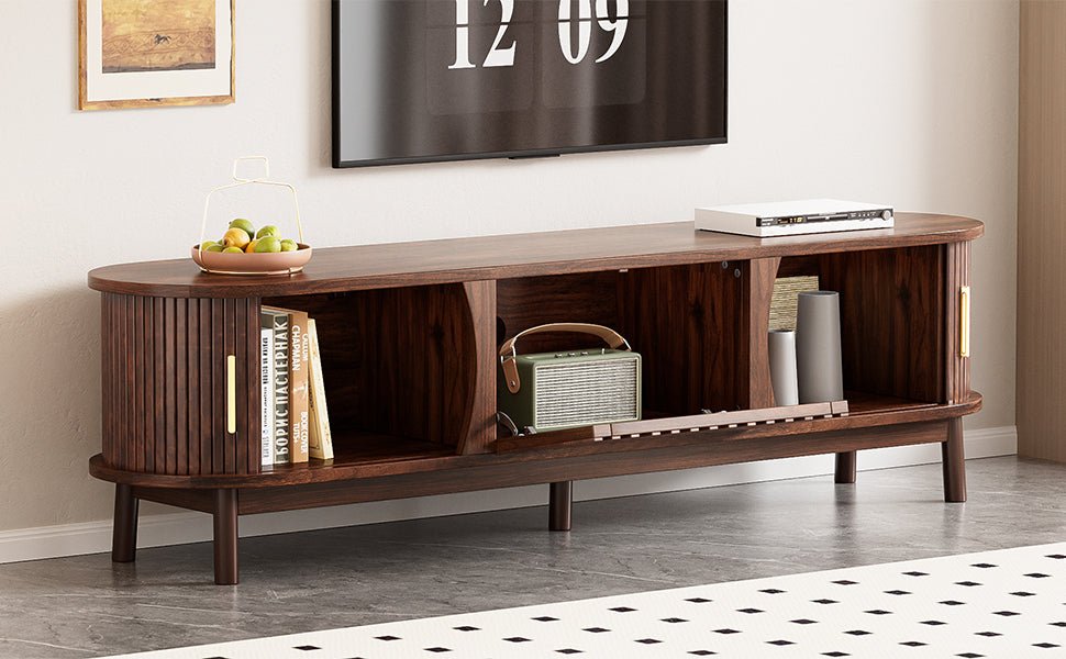 Modern farmhouse solid pine TV stand by Anthony & Home with spacious storage and rustic design for living rooms.