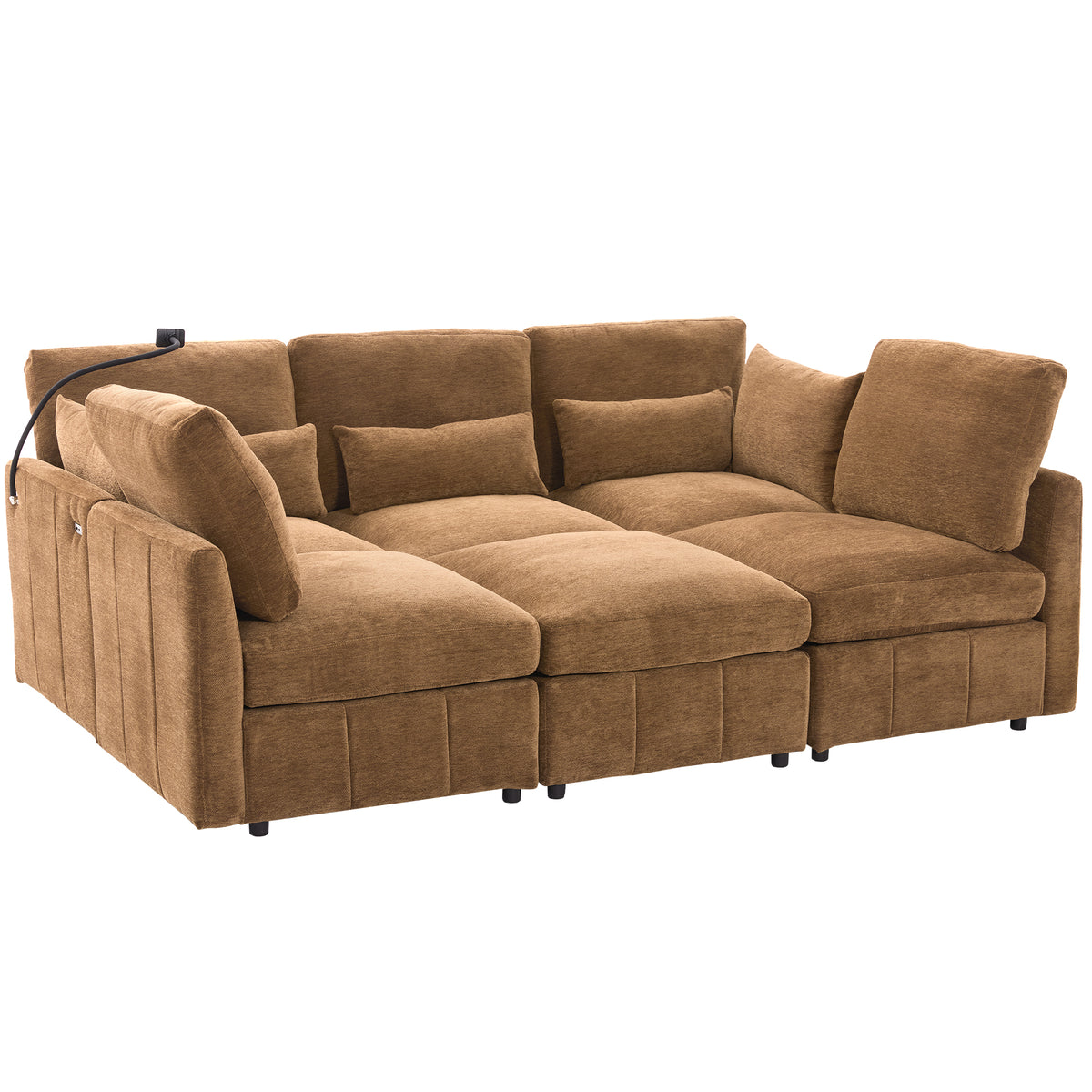 Anthony & Home modular sectional sofa with chenille fabric and movable ottoman, part of the limited edition signature collection.