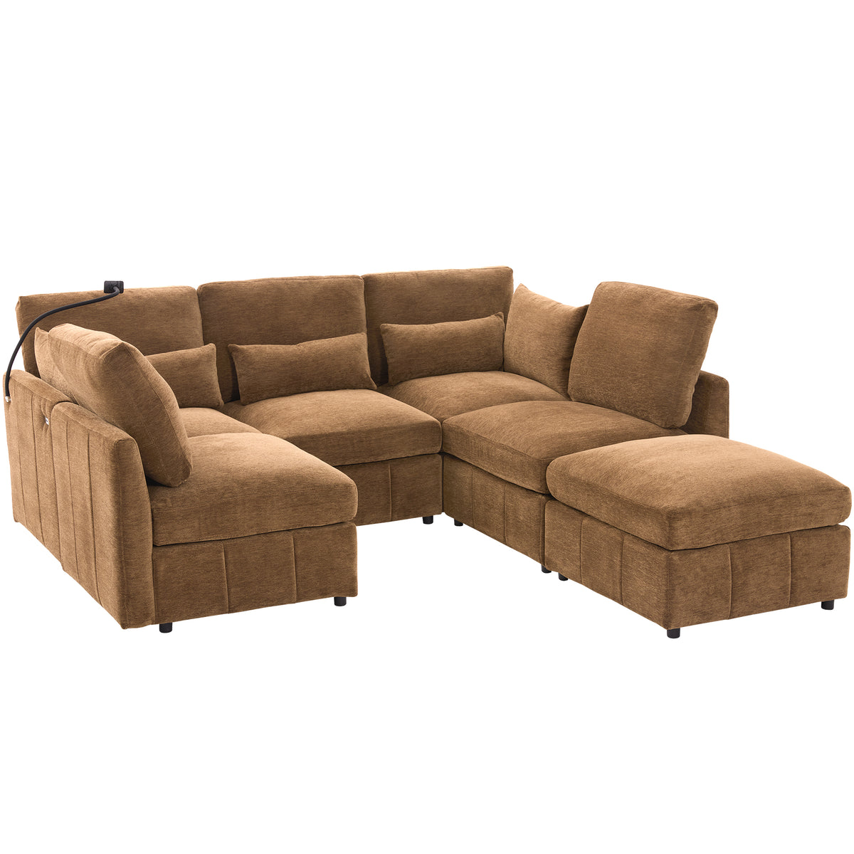 Anthony & Home modular sectional sofa with chenille fabric and movable ottoman, part of the limited edition signature collection.