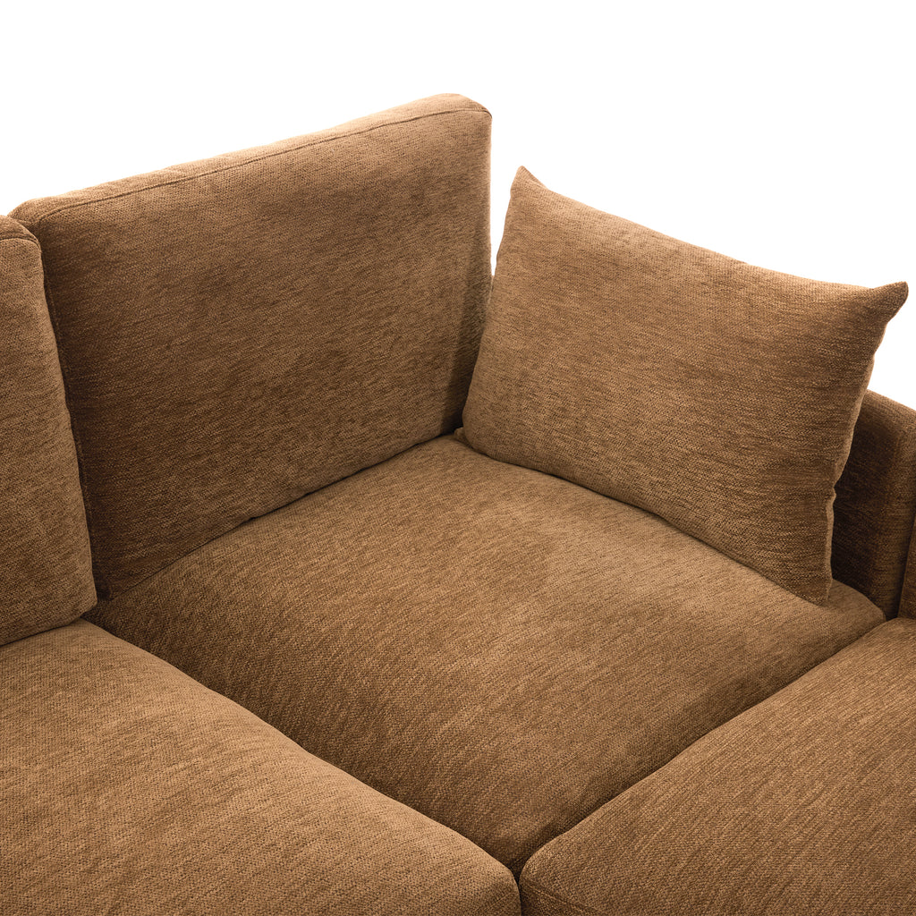 Anthony & Home Modular Sectional Sofa in chenille fabric with a movable ottoman, part of the limited edition Signature collection.