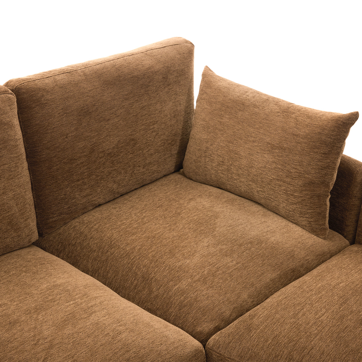 Anthony & Home Modular Sectional Sofa in chenille fabric with a movable ottoman, part of the limited edition Signature collection.