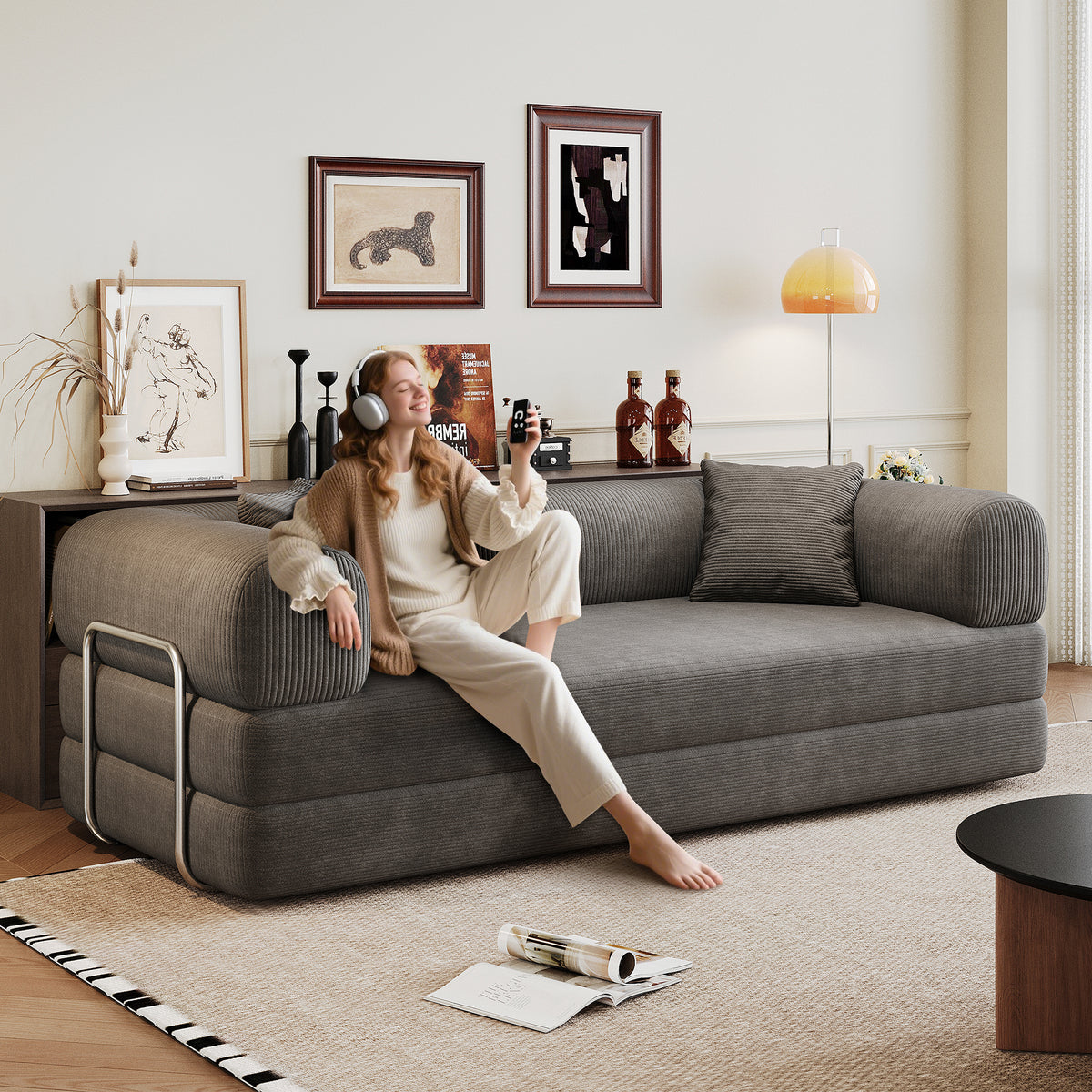 Anthony & Home Modular Sofa Bed from the Atelier Collection, showcasing a modern, versatile sofa bed with plush cushions and sleek design.