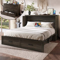 Rustic gray wood Murphy bed cabinet in queen size from Anthony & Home, designed for studio spaces, featuring a sleek, space-saving design.