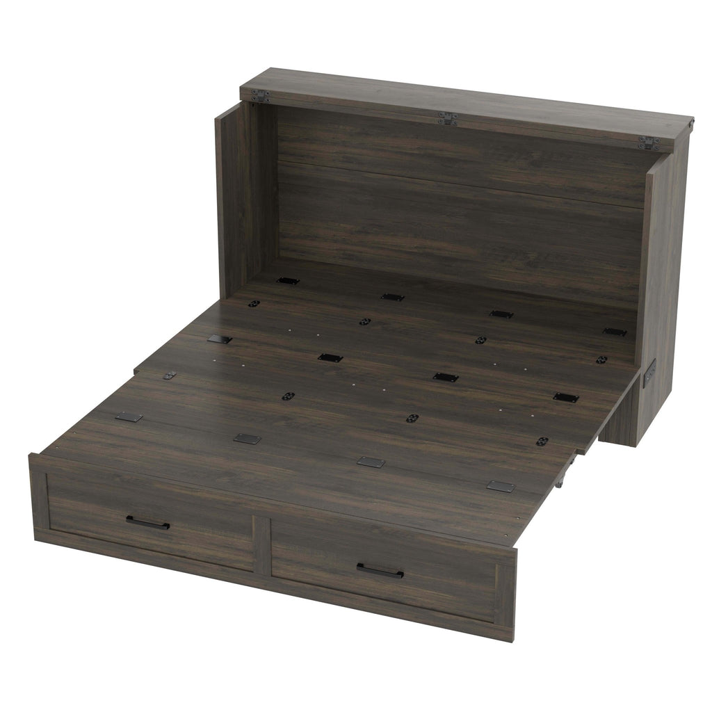 Rustic gray wood Murphy bed cabinet in queen size from Anthony & Home, designed for studio spaces, with a sleek, functional appearance.