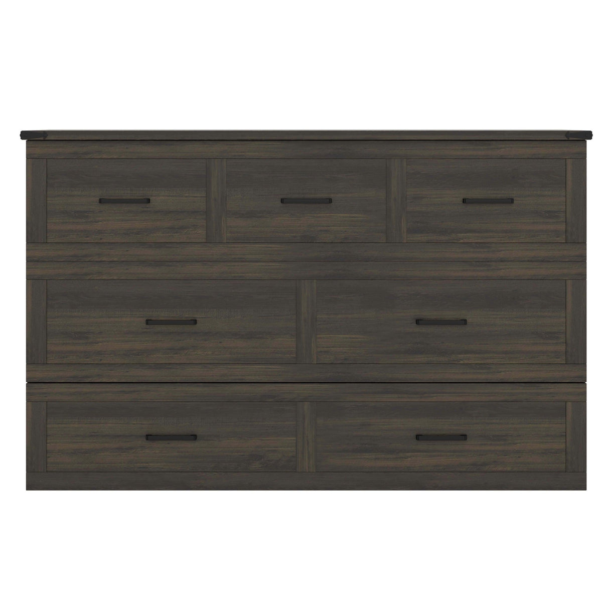Rustic gray wood Murphy bed cabinet in queen size by Anthony & Home, designed for studio spaces, with a sleek, functional look.