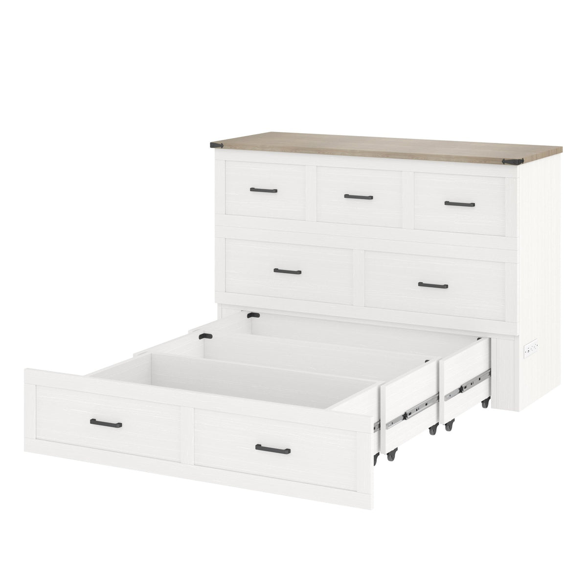 White finish Murphy bed cabinet from Anthony & Home's Elite Collection, designed for queen-sized beds with a sleek, modern look.