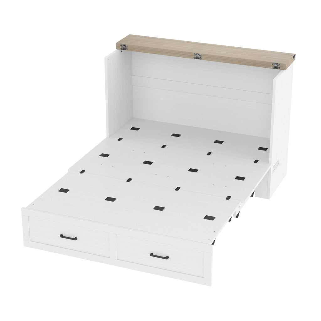 White finish Murphy bed cabinet in Queen size from Anthony & Home Elite Collection, showing the closed cabinet with sleek design