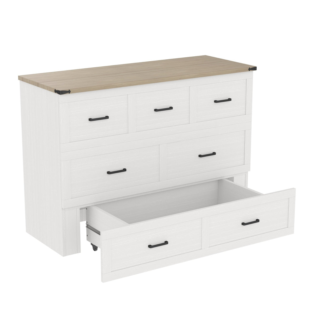 White finish Murphy bed cabinet in Queen size from Anthony & Home's Elite Collection, featuring a sleek, modern design.