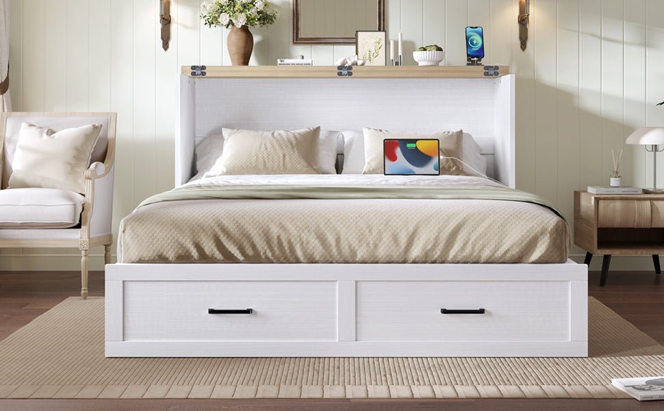 White finish Murphy bed cabinet by Anthony & Home from the Elite Collection, featuring a compact queen size and sleek design.