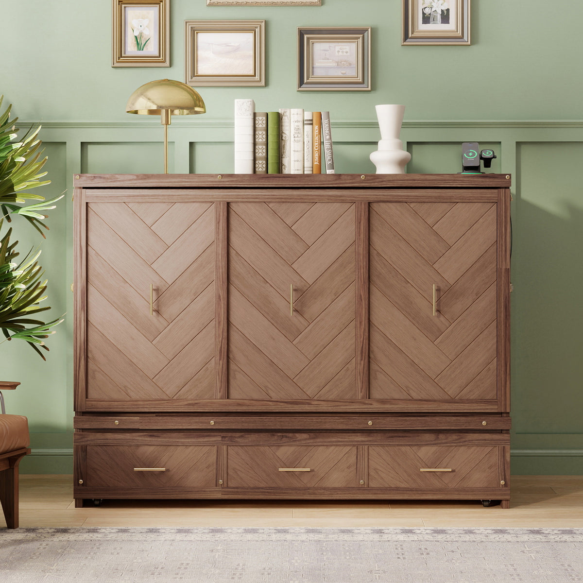 Murphy Bed Studio in Light Walnut finish by Anthony & Home, featuring a compact fold-down bed with modern design and wood finish.
