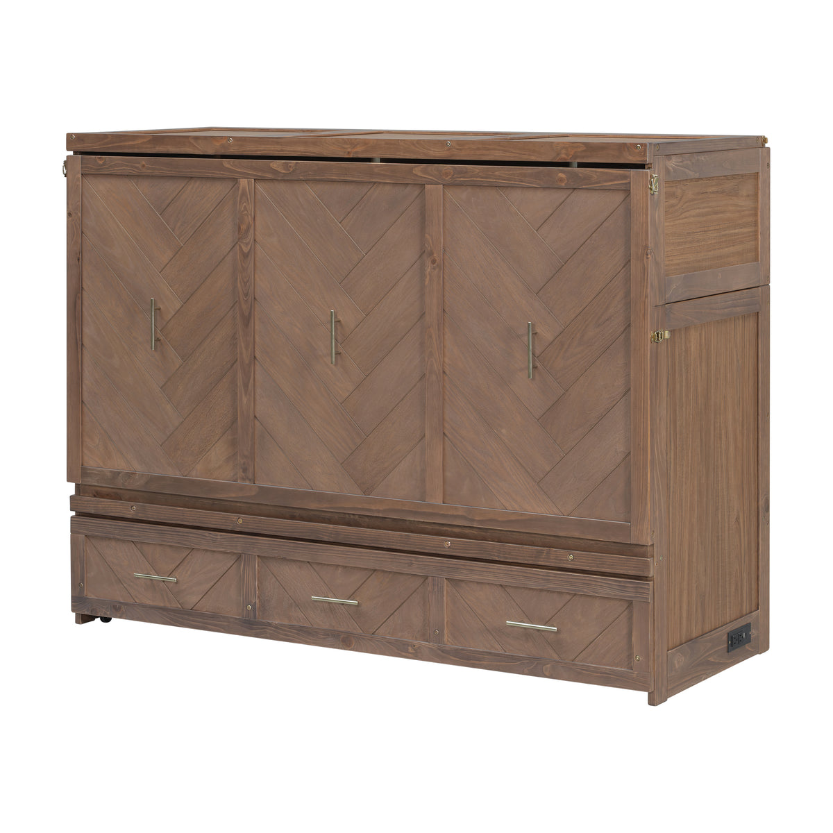 Murphy Bed Studio in Light Walnut Finish by Anthony & Home, showing the wall-mounted fold-away bed with a sleek, modern design.